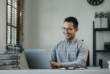 employee working on laptop